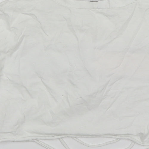 Style Wise Womens White  Cotton Cropped T-Shirt Size S Round Neck