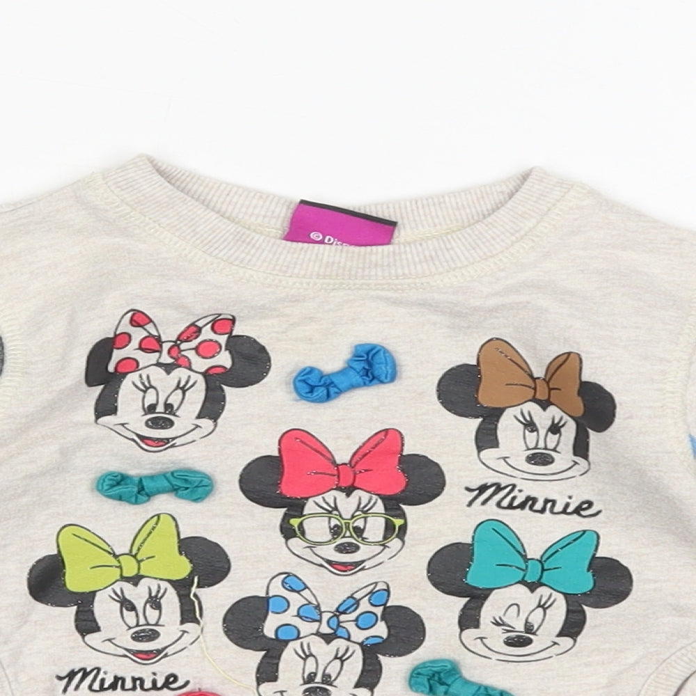George Girls Multicoloured Polka Dot Cotton Pullover Jumper Size 18-24 Months   - Minnie Mouse