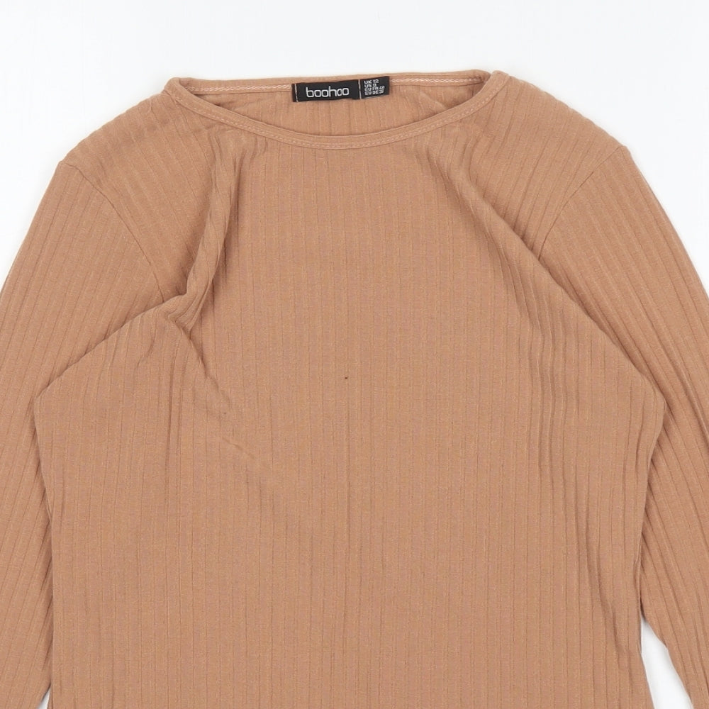 Boohoo Womens Beige  Polyester Bodysuit One-Piece Size 12