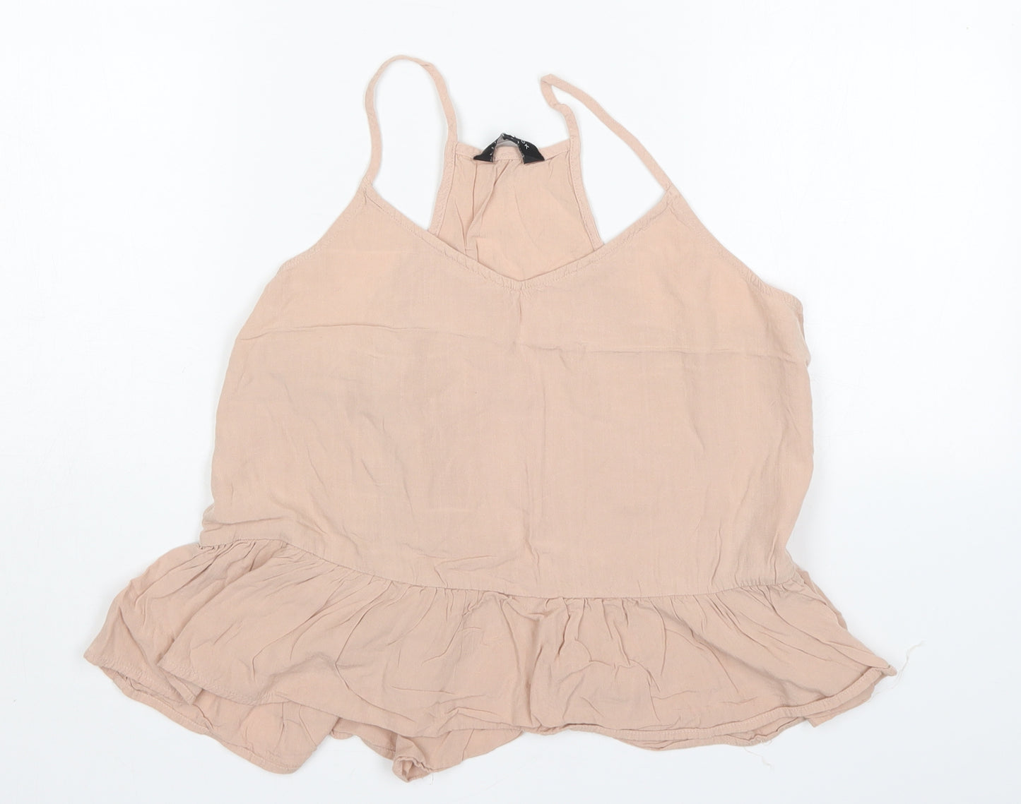 New Look Womens Orange  Viscose Basic Blouse Size 10 Round Neck