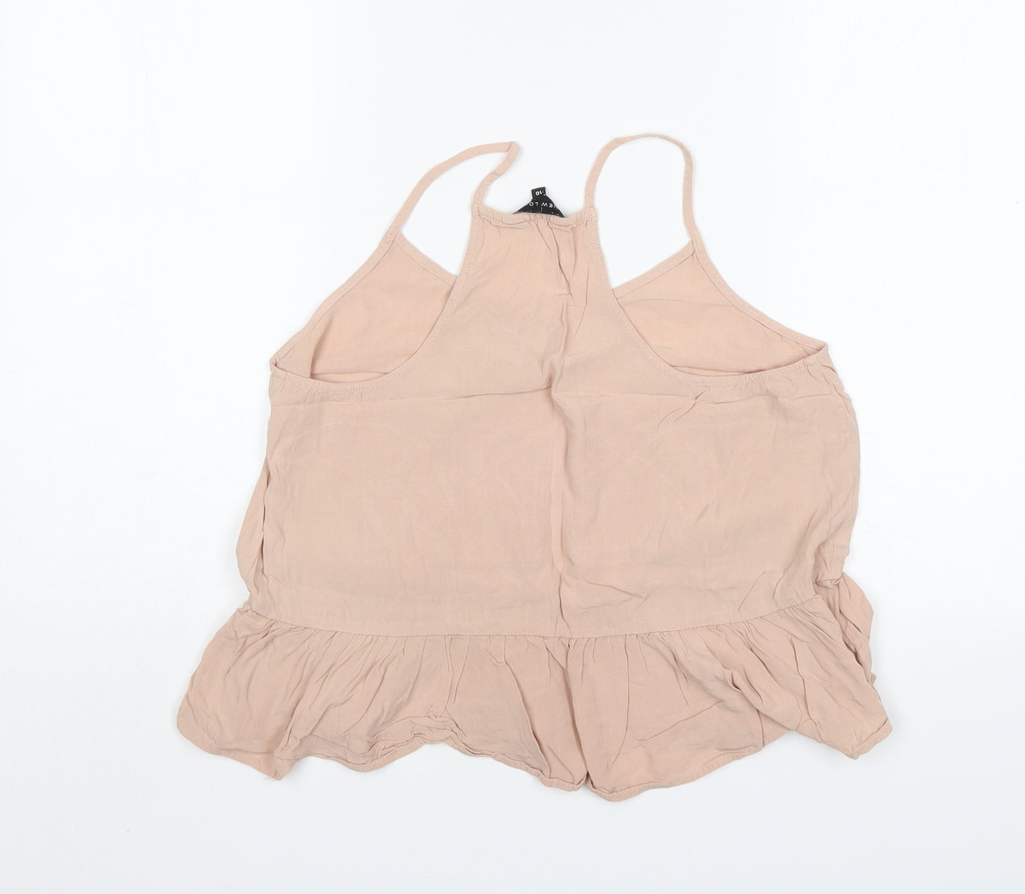 New Look Womens Orange  Viscose Basic Blouse Size 10 Round Neck