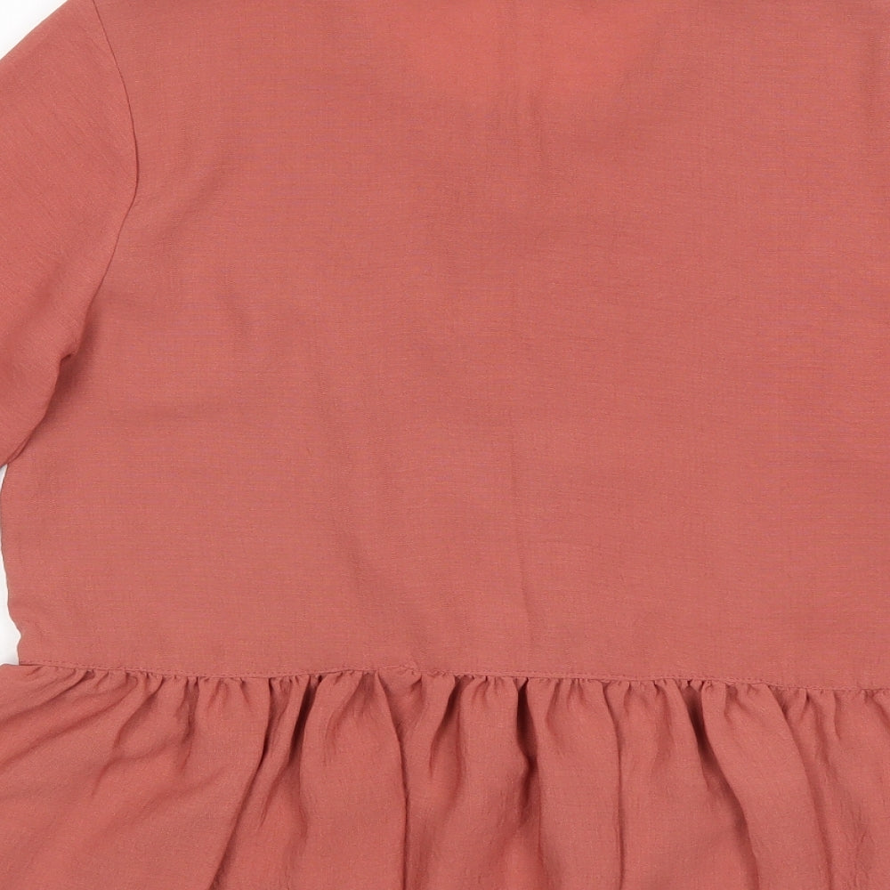 Papaya Womens Pink  Polyester Basic Blouse Size 10 Round Neck