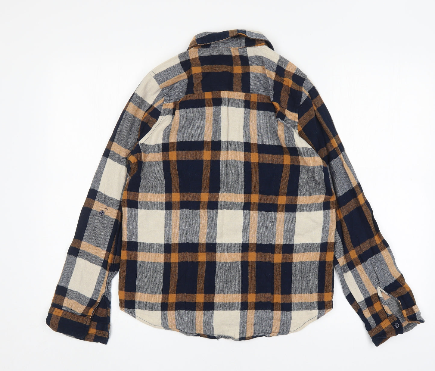 Primark Womens Multicoloured Plaid Cotton Basic Button-Up Size 10 Collared