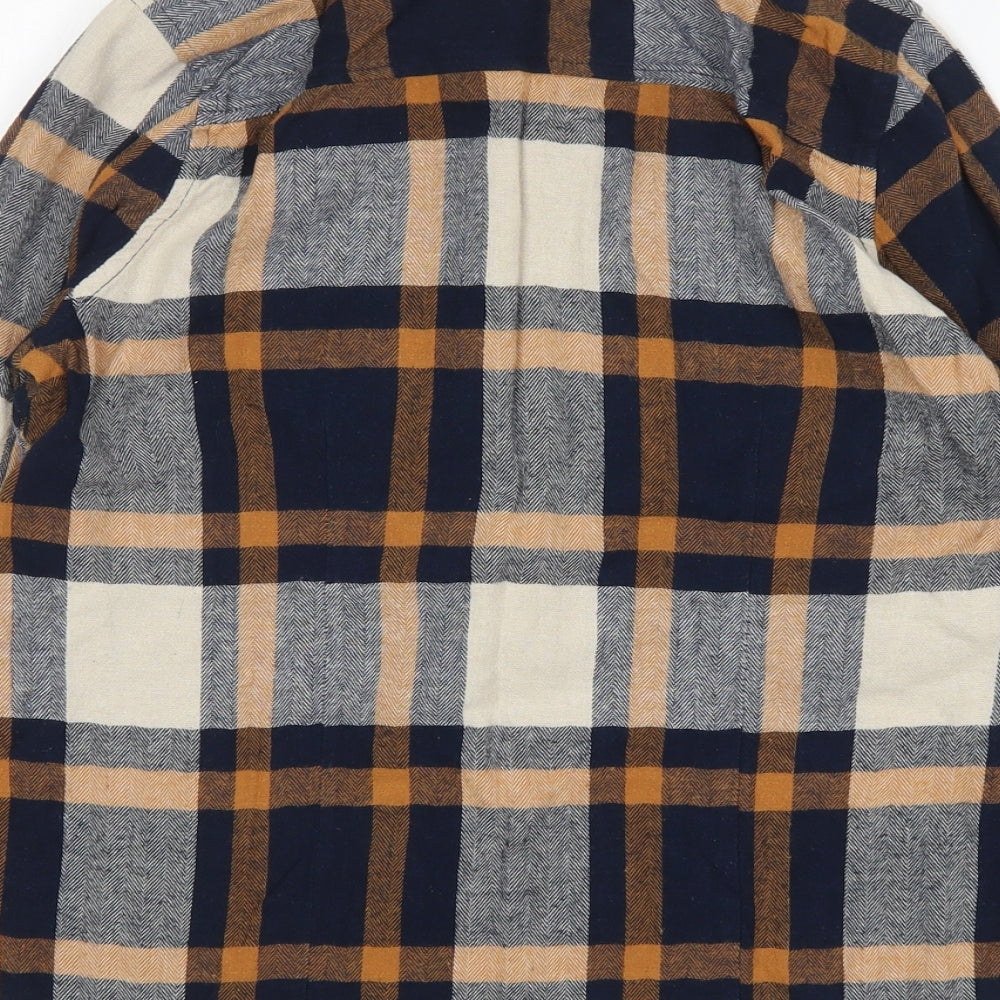 Primark Womens Multicoloured Plaid Cotton Basic Button-Up Size 10 Collared