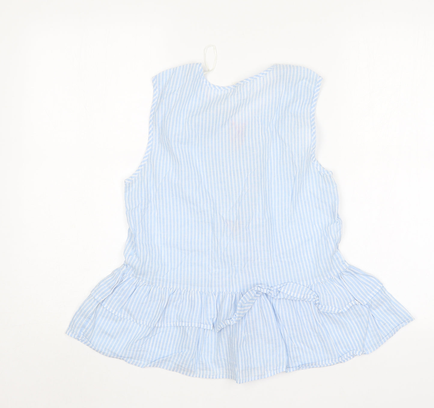 Matalan Womens Multicoloured Striped Cotton Basic Blouse Size 10 V-Neck