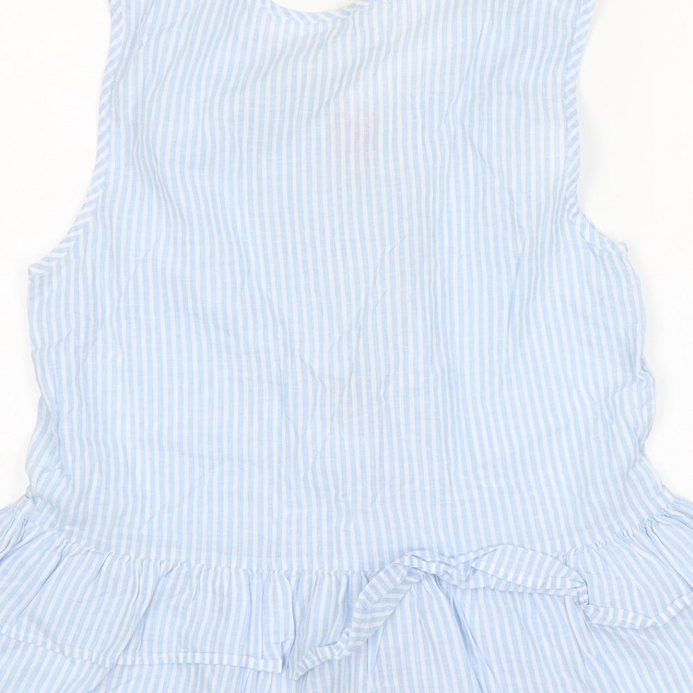 Matalan Womens Multicoloured Striped Cotton Basic Blouse Size 10 V-Neck