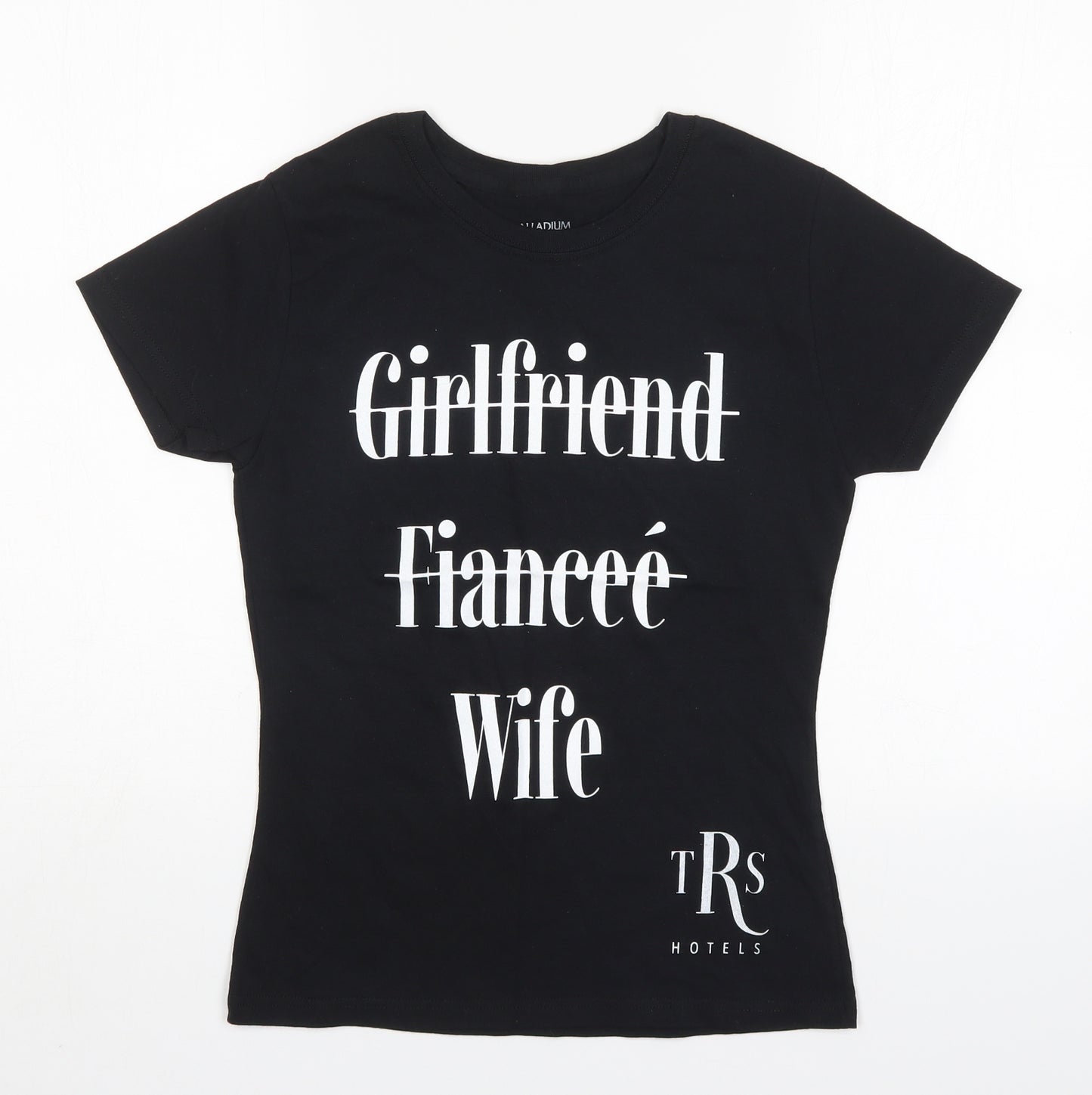 Preworn Womens Black  Cotton Basic T-Shirt Size M Round Neck - Wife