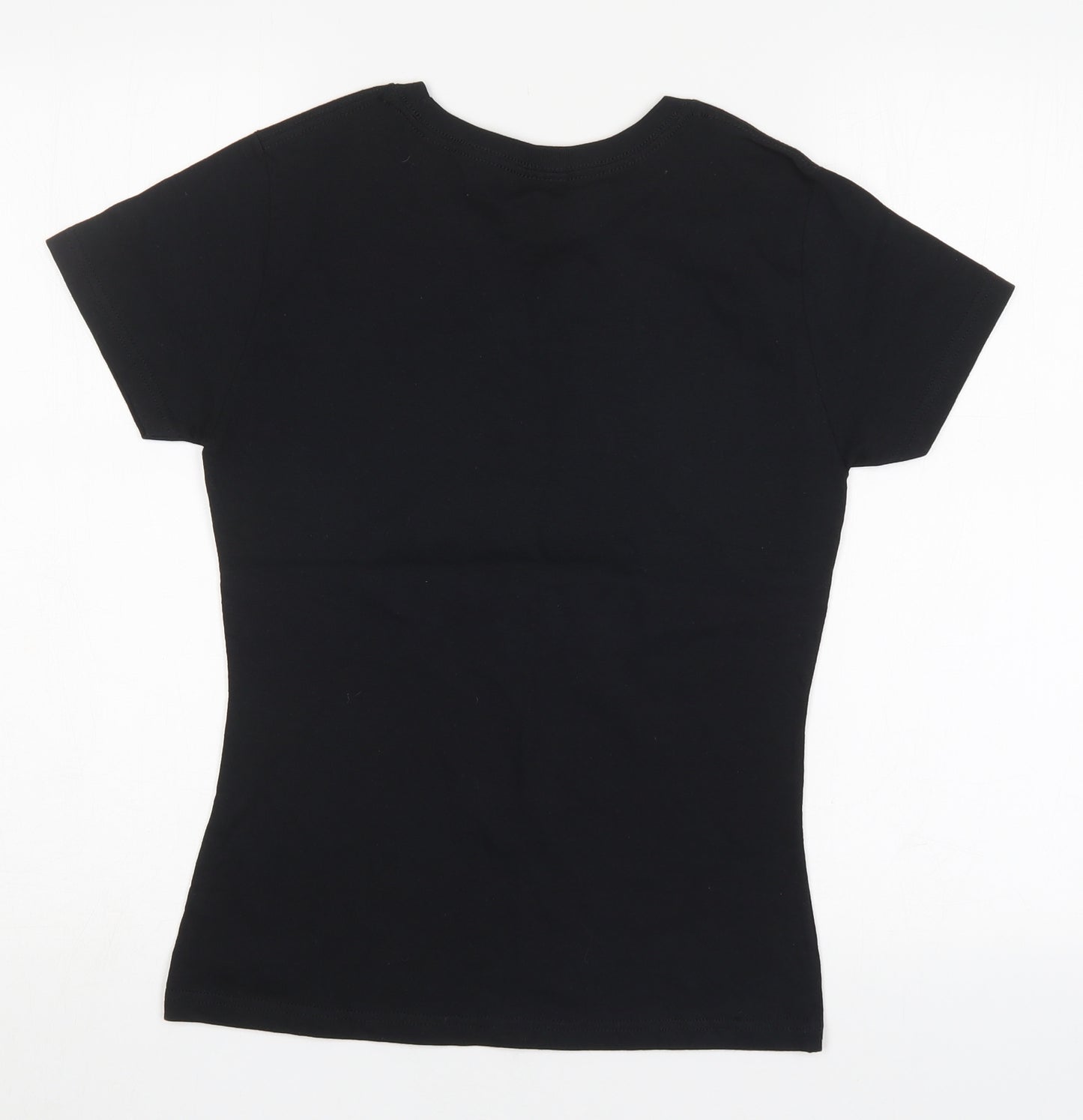 Preworn Womens Black  Cotton Basic T-Shirt Size M Round Neck - Wife
