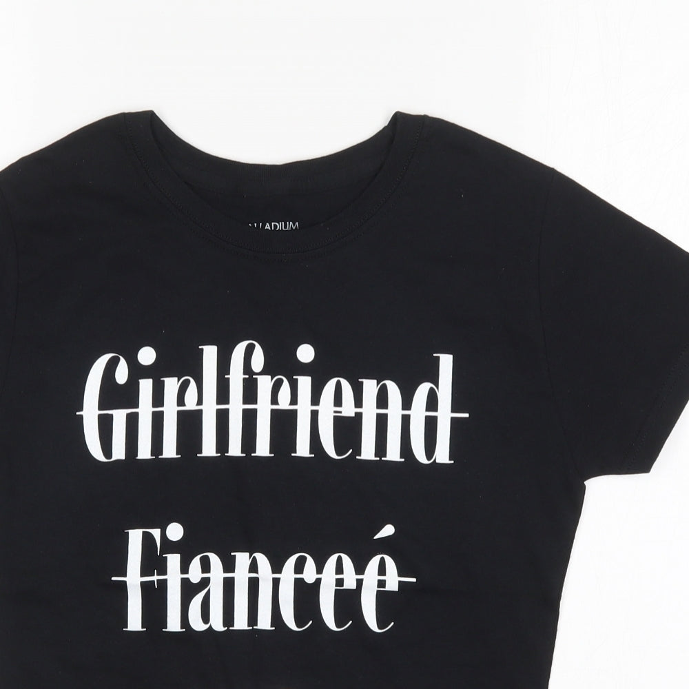 Preworn Womens Black  Cotton Basic T-Shirt Size M Round Neck - Wife