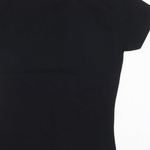 Preworn Womens Black  Cotton Basic T-Shirt Size M Round Neck - Wife