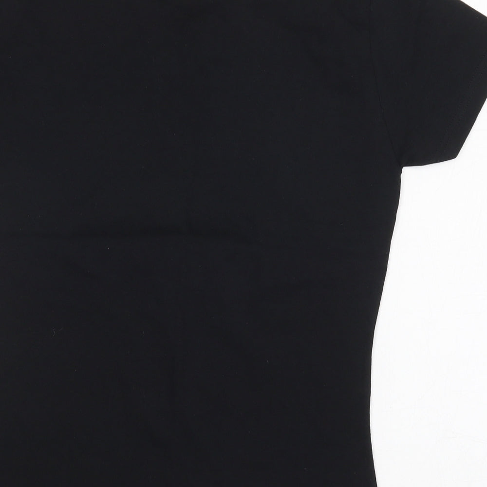 Preworn Womens Black  Cotton Basic T-Shirt Size M Round Neck - Wife