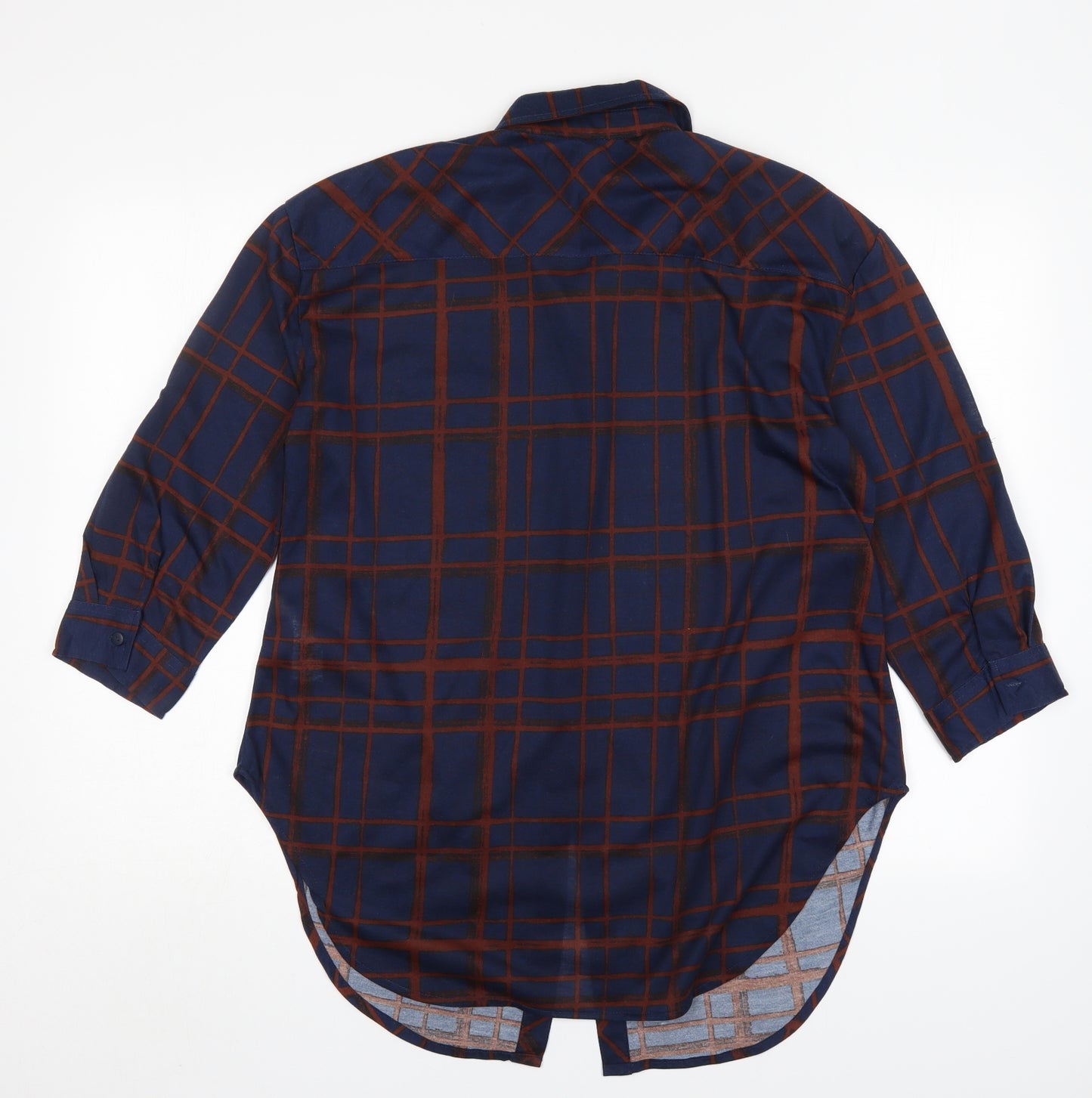 Apricot Womens Multicoloured Plaid Polyester Basic Button-Up Size 12 Collared