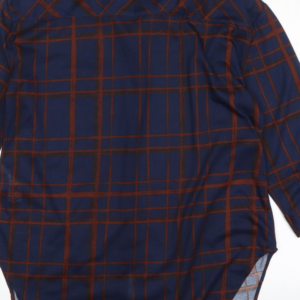 Apricot Womens Multicoloured Plaid Polyester Basic Button-Up Size 12 Collared