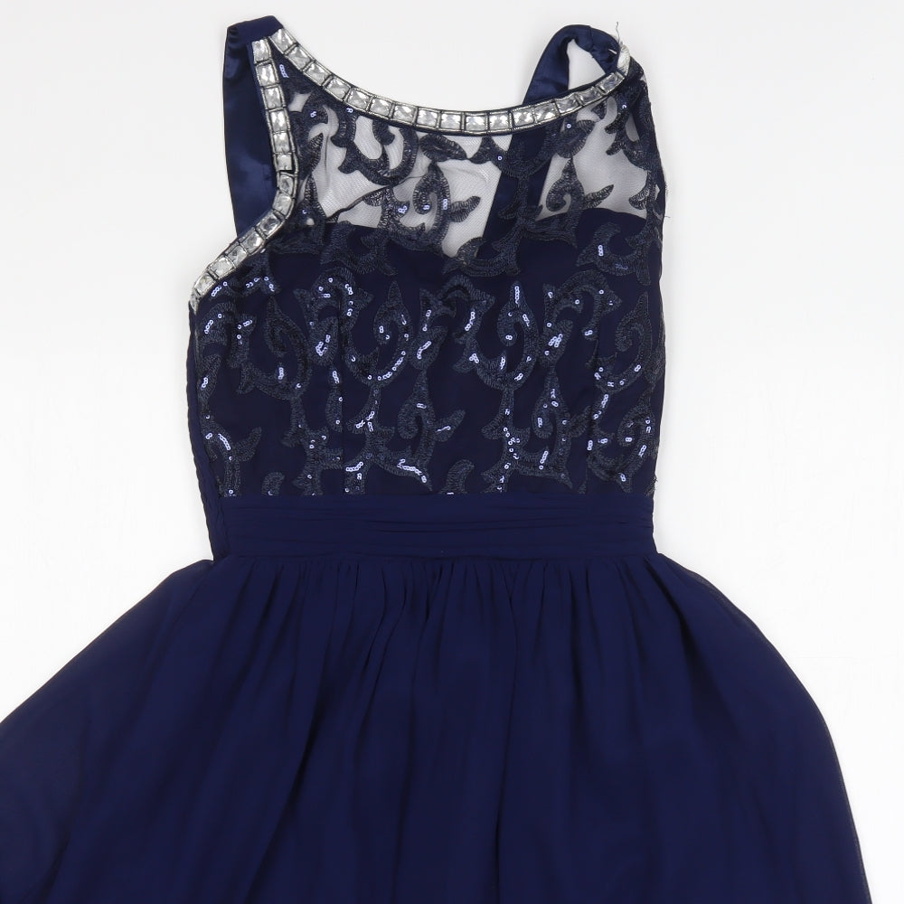 Chase 7 Womens Blue  Polyester Fit & Flare  Size 8  V-Neck