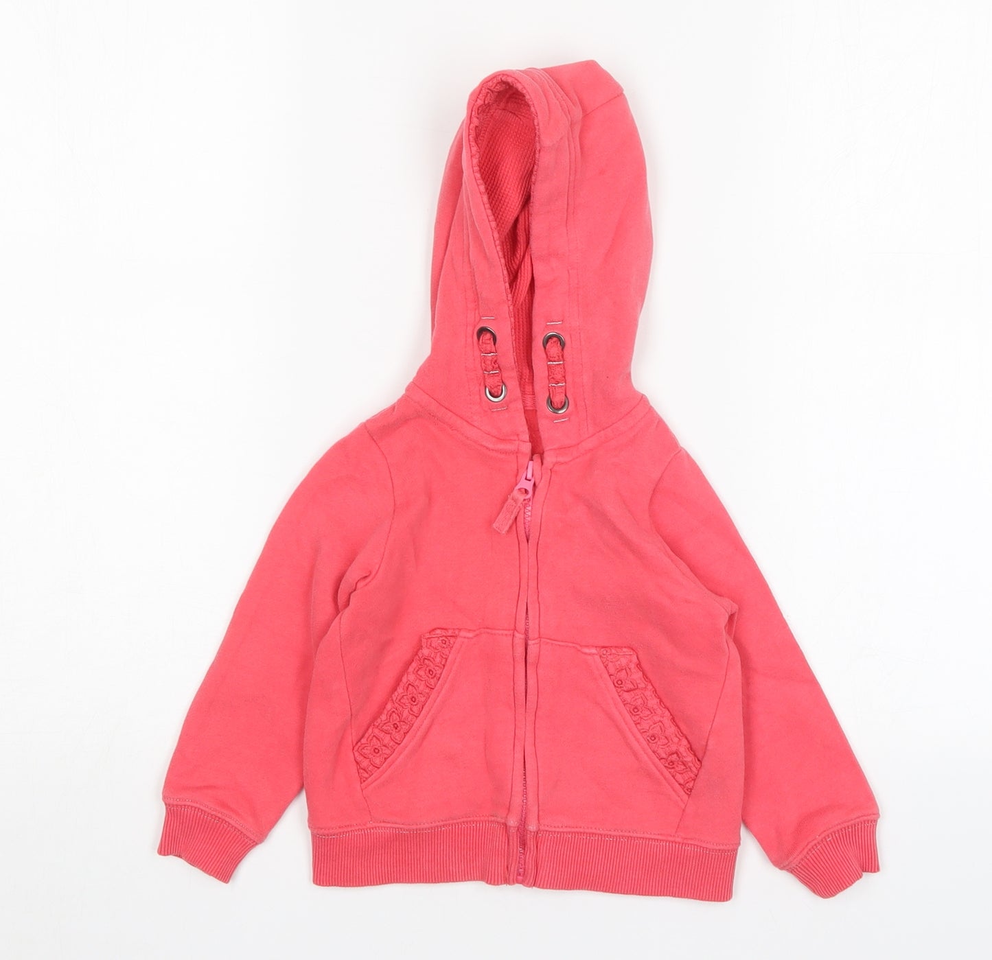 Nutmeg Girls Pink  Cotton Full Zip Jumper Size 18-24 Months