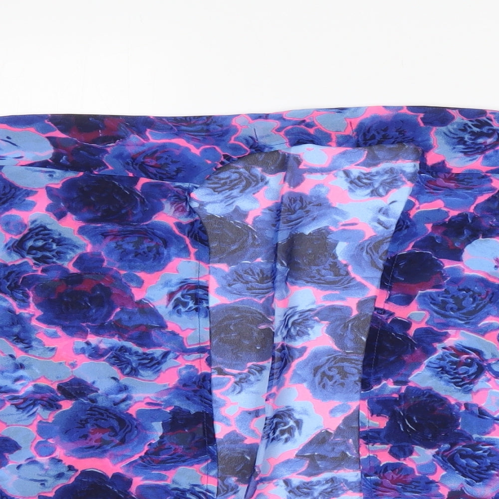 Boohoo Womens Multicoloured Floral Polyester Wrap Blouse Size L V-Neck