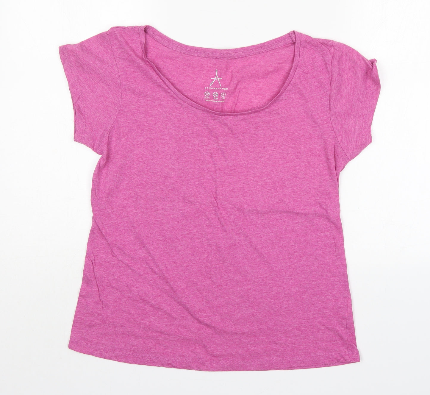 Atmosphere Womens Pink  Polyester Basic T-Shirt Size 12 Scoop Neck