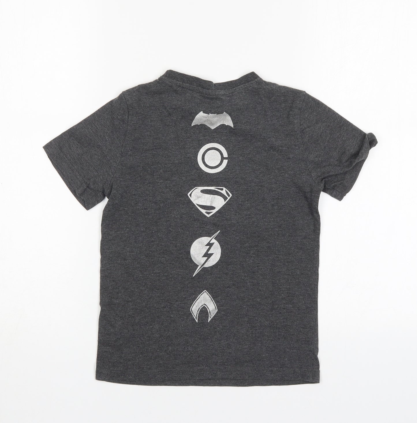 F&F Boys Grey  Cotton Basic T-Shirt Size 6-7 Years Round Neck  - Justice League