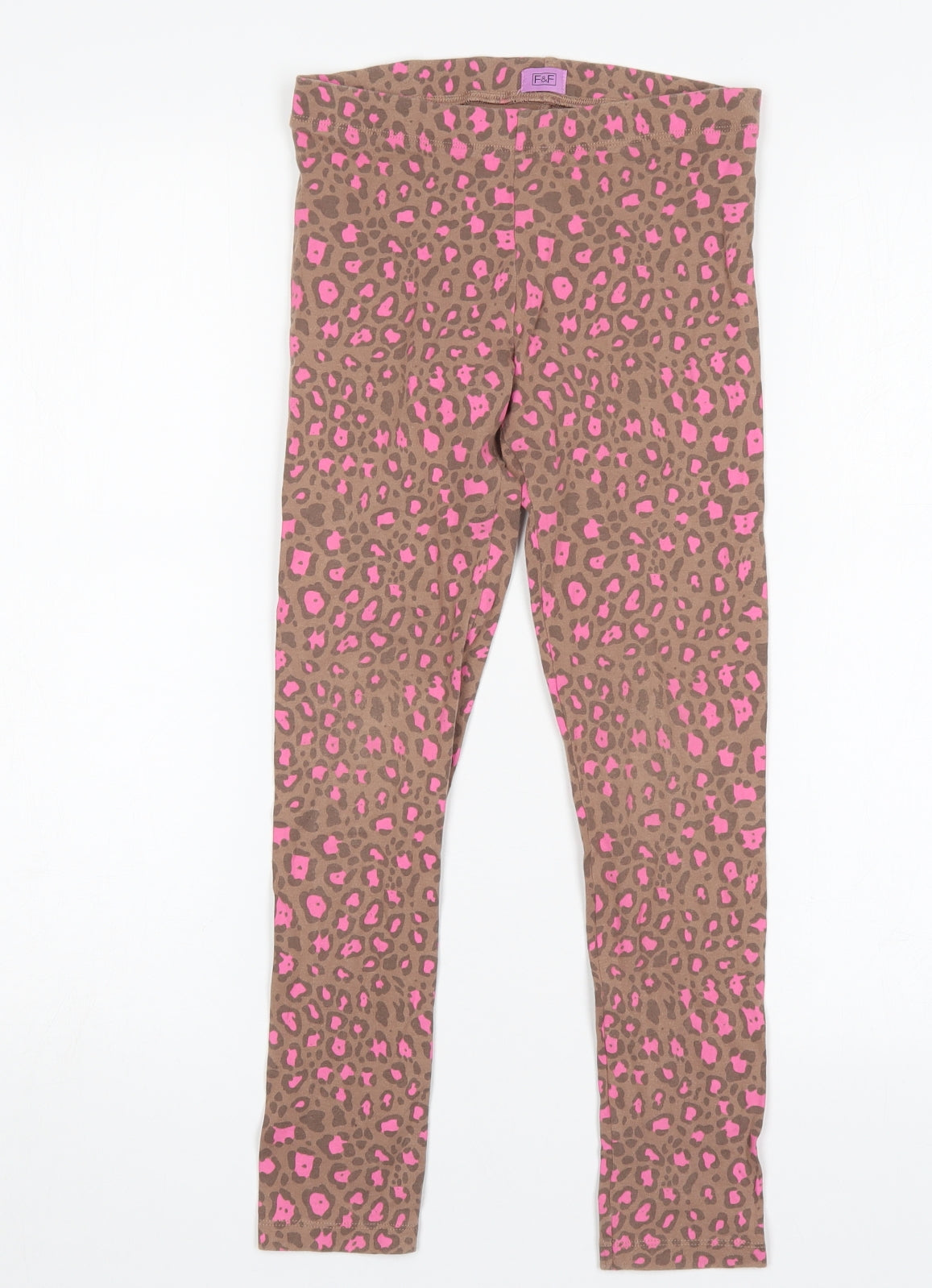 F&F Girls Multicoloured Animal Print Cotton Sweatpants Trousers Size 7-8 Years  Regular  - Leggings