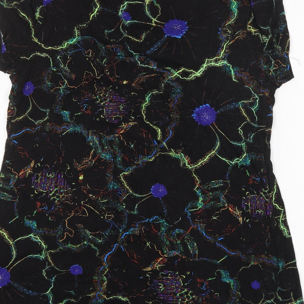 George Womens Multicoloured Floral Viscose Basic T-Shirt Size 12 Round Neck