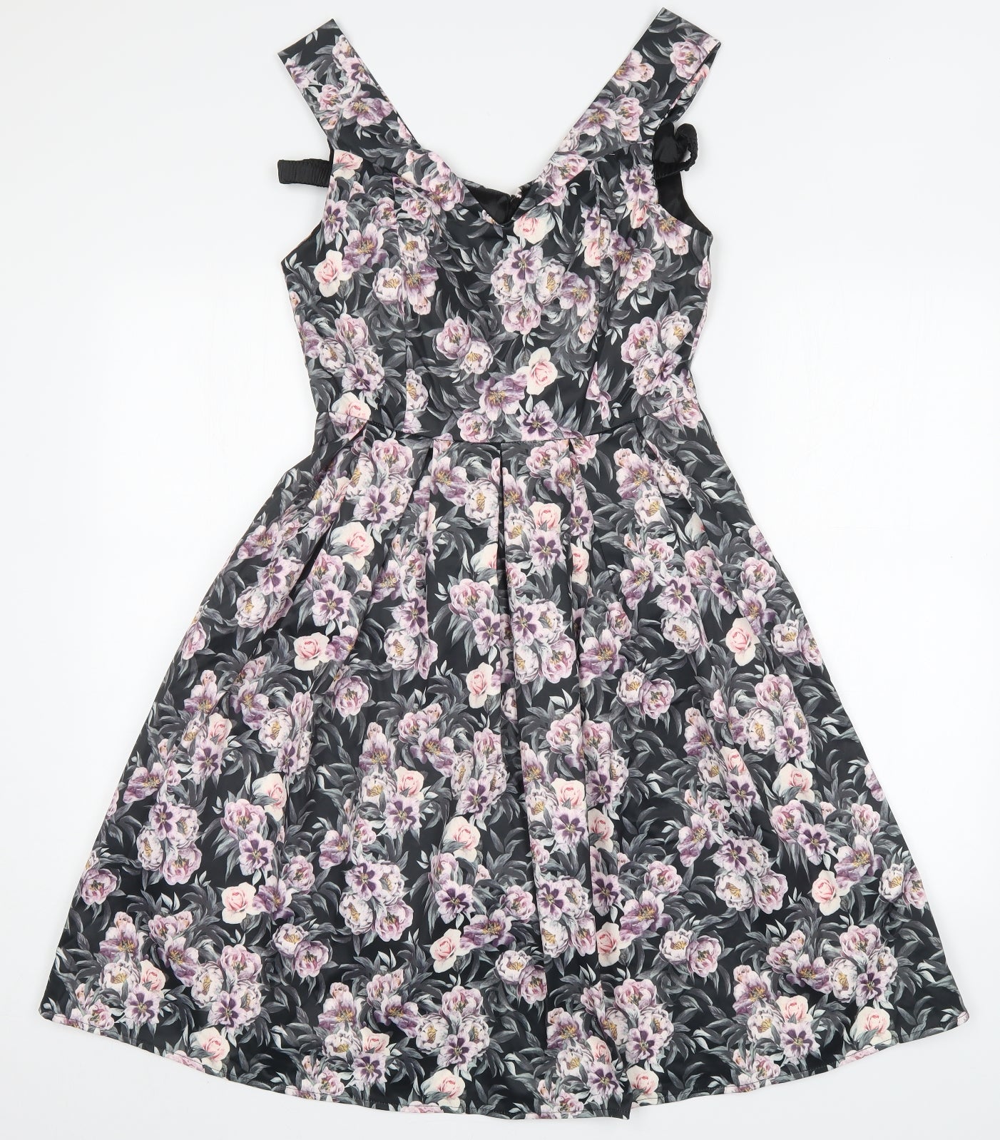 Mela London Womens Multicoloured Floral Polyester A-Line  Size 10  V-Neck