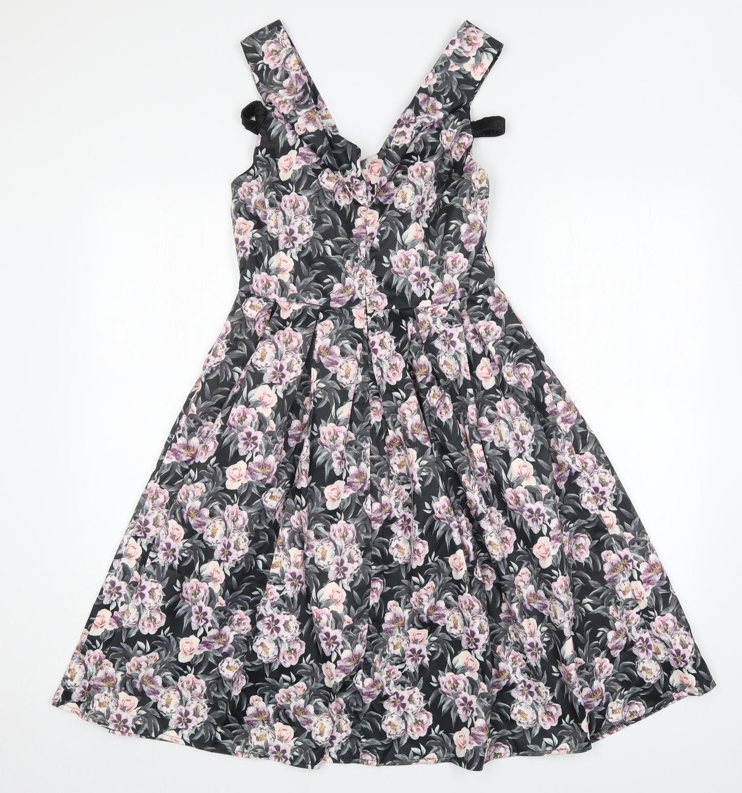 Mela London Womens Multicoloured Floral Polyester A-Line  Size 10  V-Neck