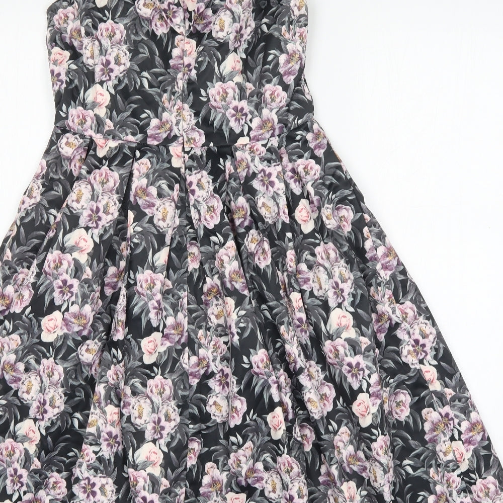 Mela London Womens Multicoloured Floral Polyester A-Line  Size 10  V-Neck