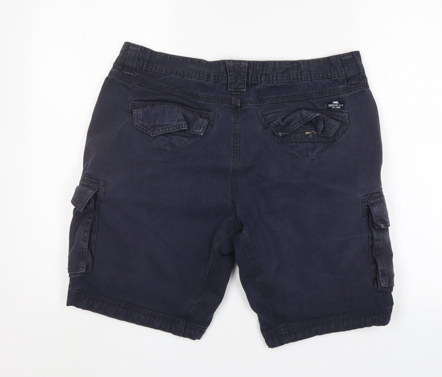SoulCal&Co Mens Blue  Cotton Cargo Shorts Size L L10 in Regular