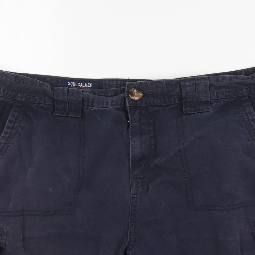 SoulCal&Co Mens Blue  Cotton Cargo Shorts Size L L10 in Regular