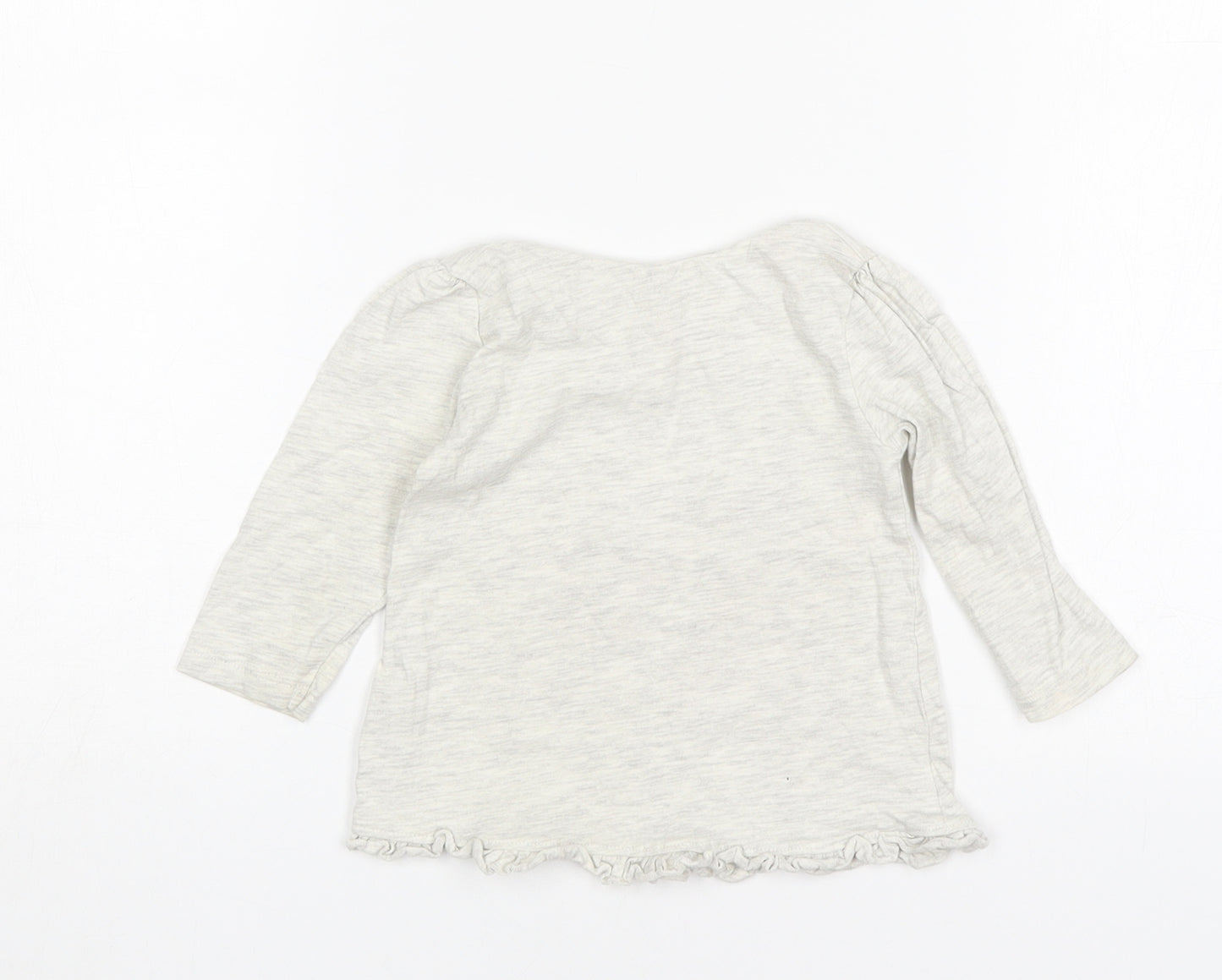 George Girls Grey  Cotton Basic T-Shirt Size 6-9 Months Round Neck