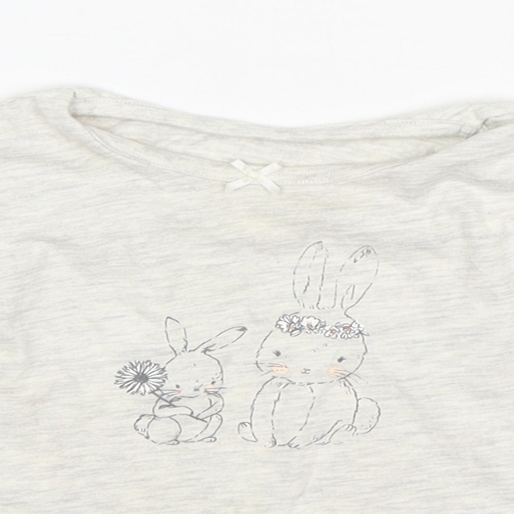 George Girls Grey  Cotton Basic T-Shirt Size 6-9 Months Round Neck