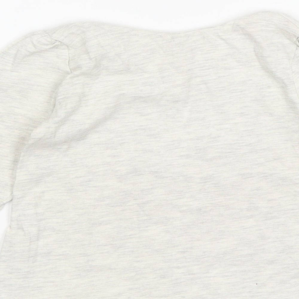 George Girls Grey  Cotton Basic T-Shirt Size 6-9 Months Round Neck