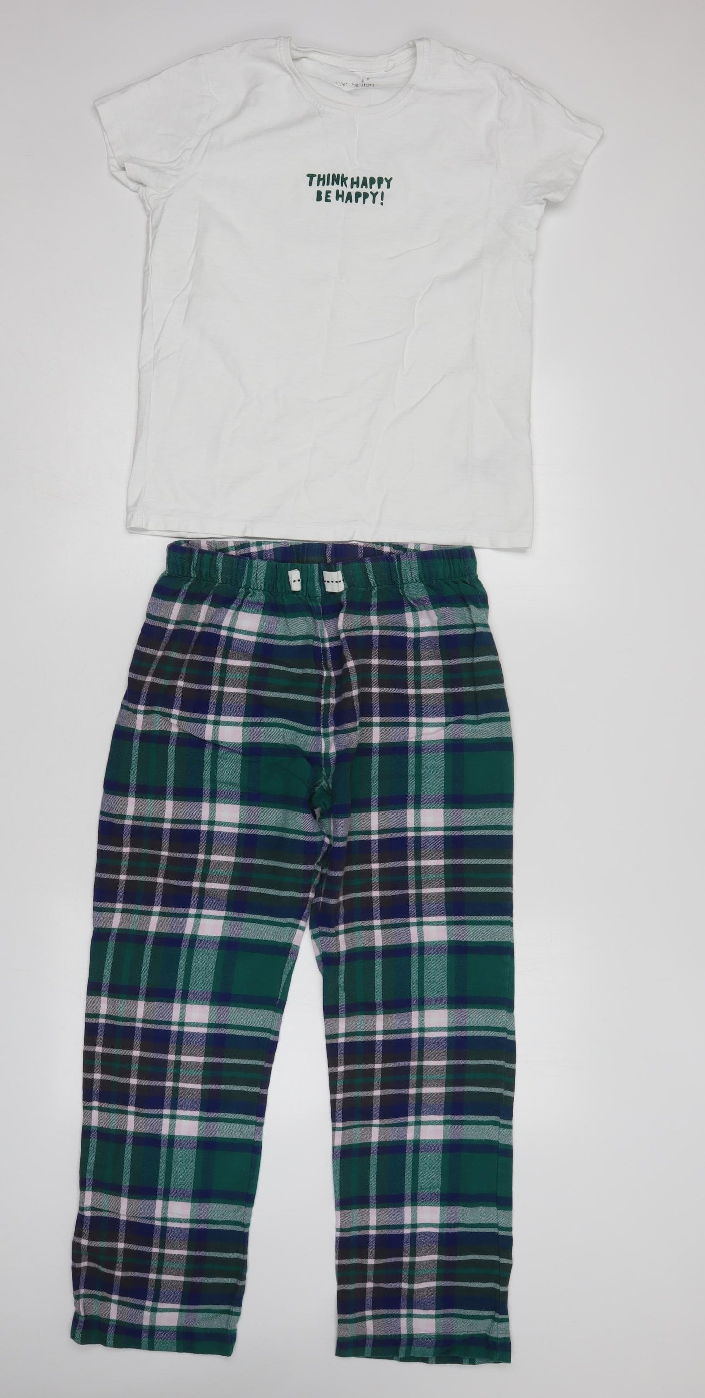 NEXT Girls Multicoloured Plaid Cotton  Pyjama Set Size 13 Years