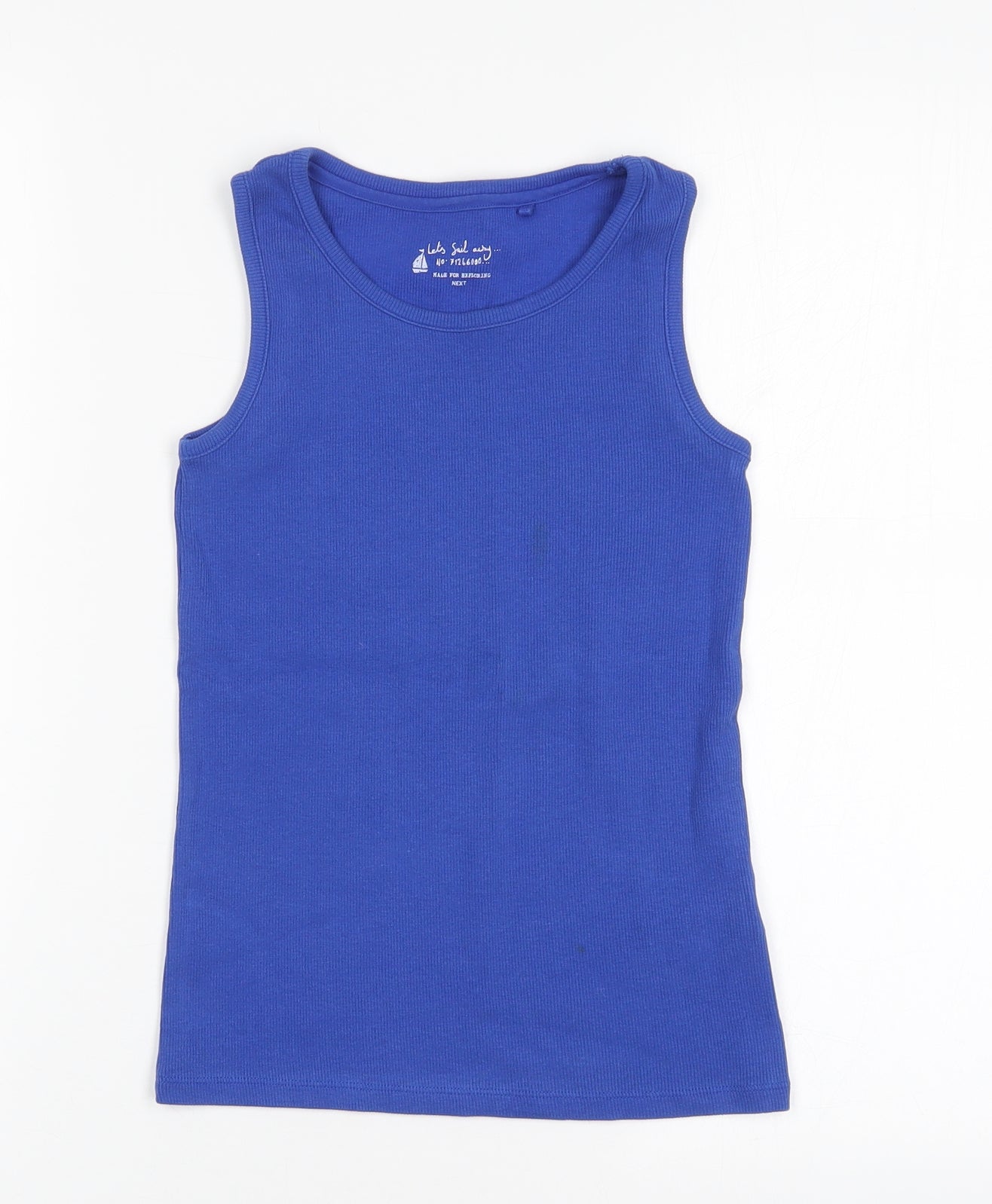 NEXT Girls Blue  Cotton Basic Tank Size 9 Years Round Neck