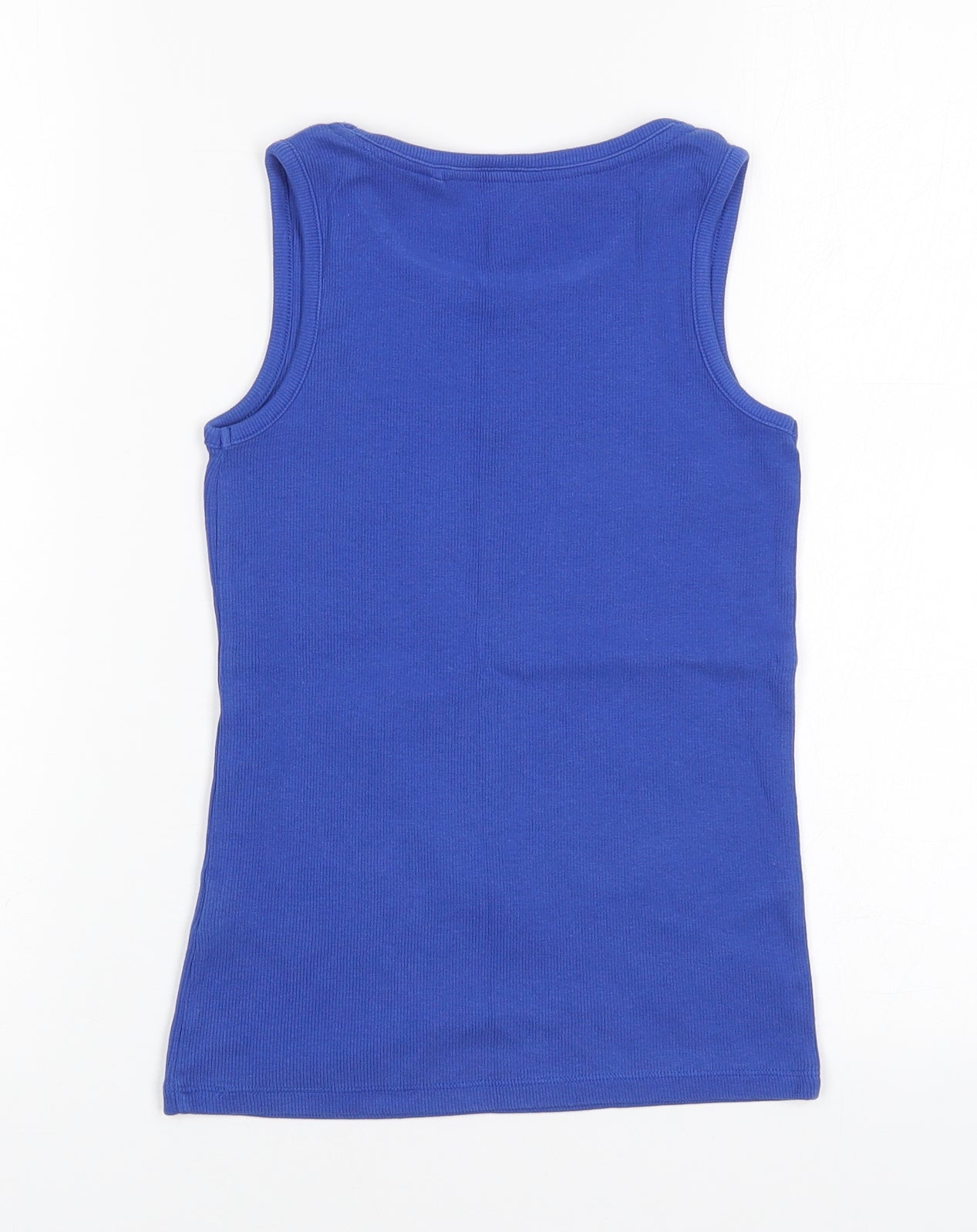 NEXT Girls Blue  Cotton Basic Tank Size 9 Years Round Neck