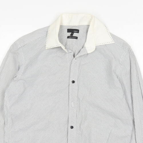 NEXT Mens Multicoloured Striped Cotton  Dress Shirt Size M Collared