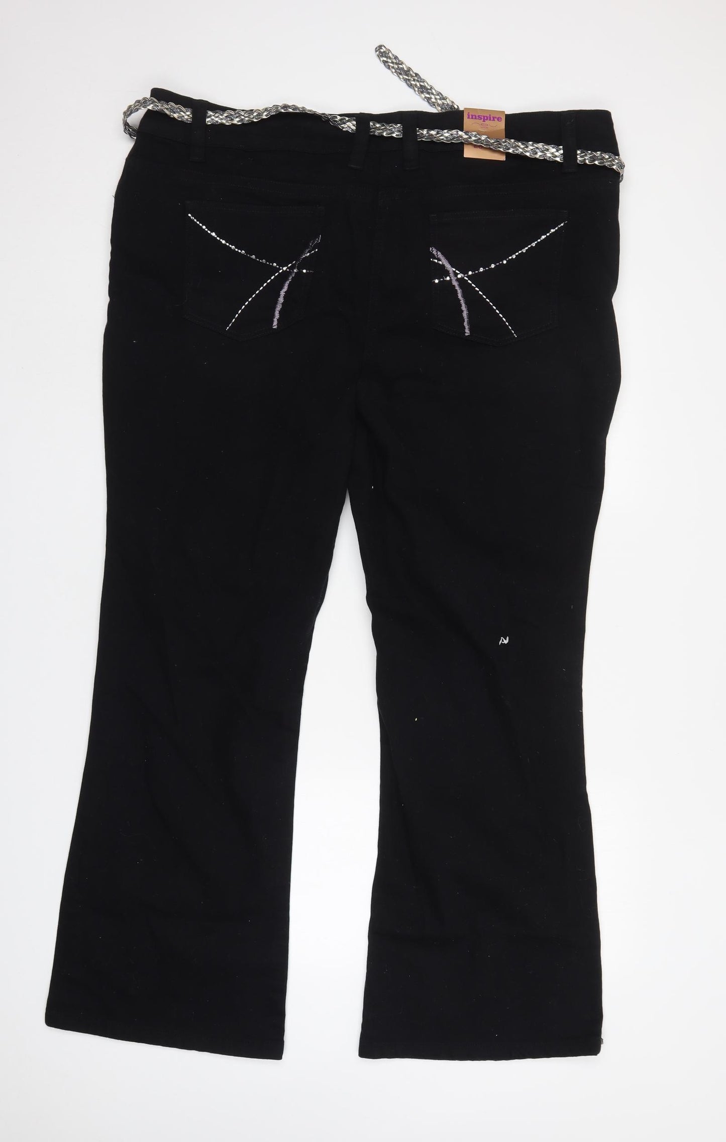 New Look Womens Black  Cotton Bootcut Jeans Size 24 L32 in Regular