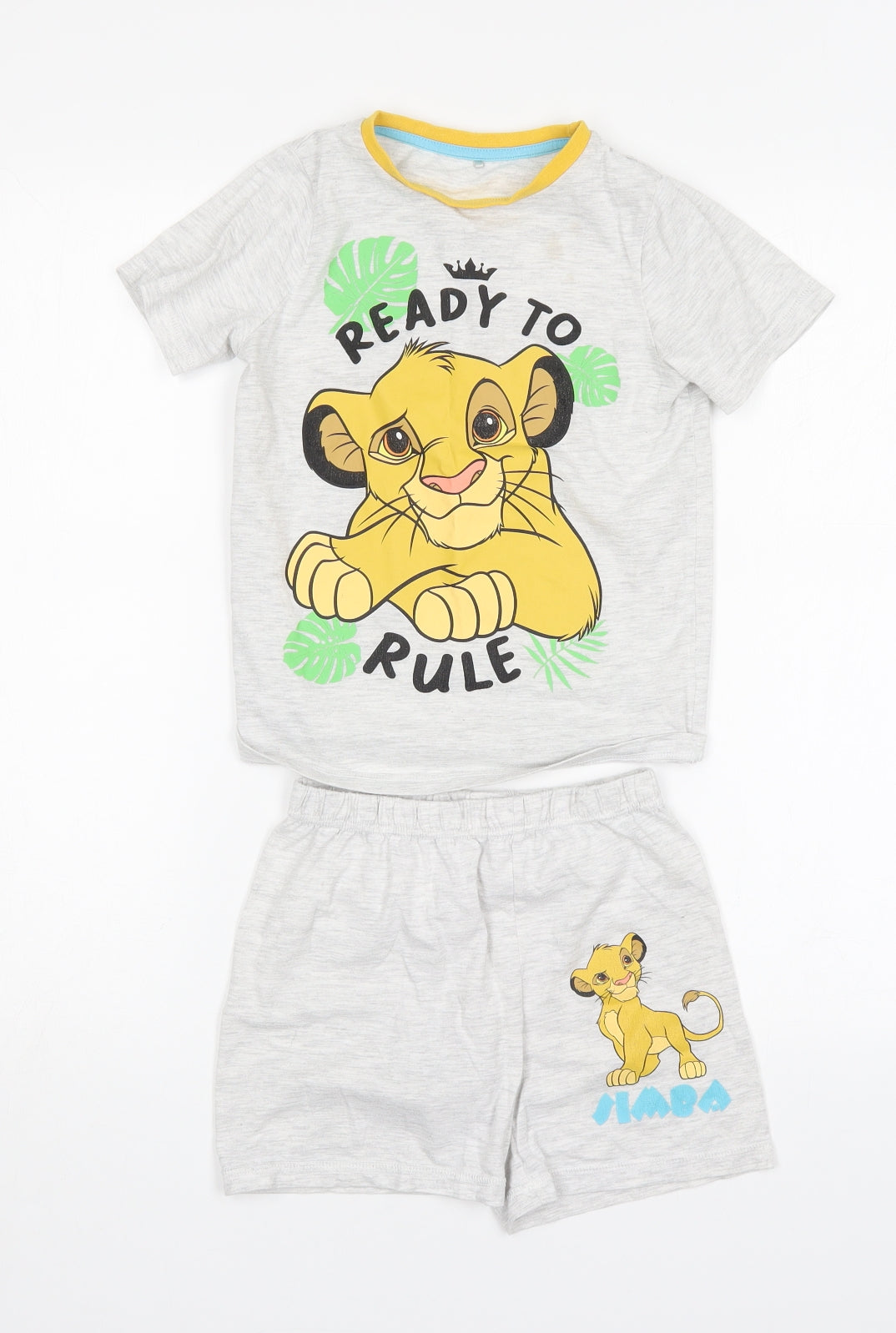 George Boys Grey Animal Print Polyester  Pyjama Set Size 5-6 Years   - Lion King
