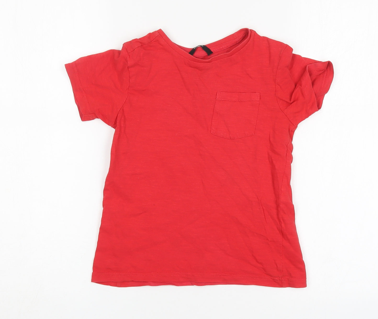George Boys Red  Cotton Basic T-Shirt Size 6-7 Years Round Neck