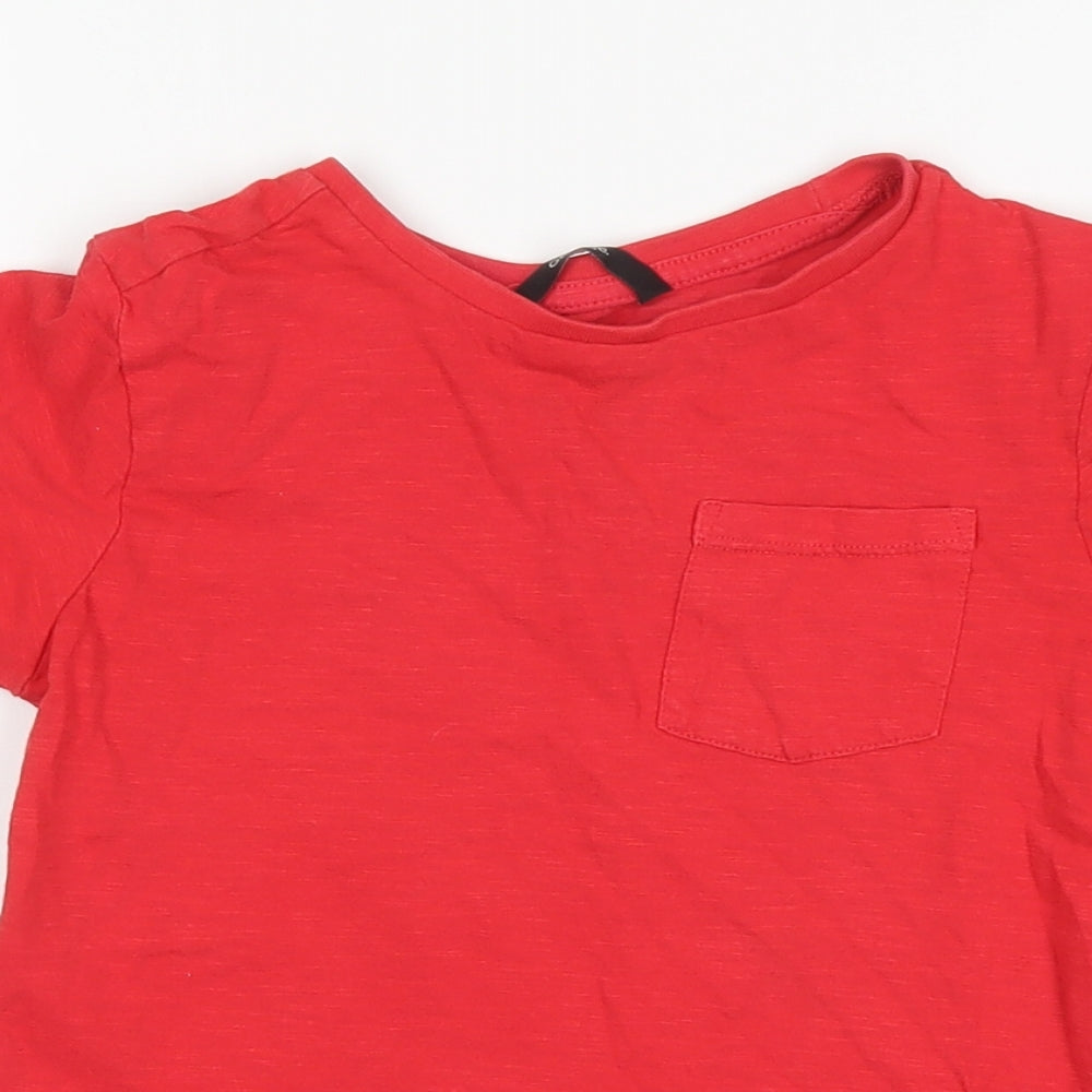 George Boys Red  Cotton Basic T-Shirt Size 6-7 Years Round Neck