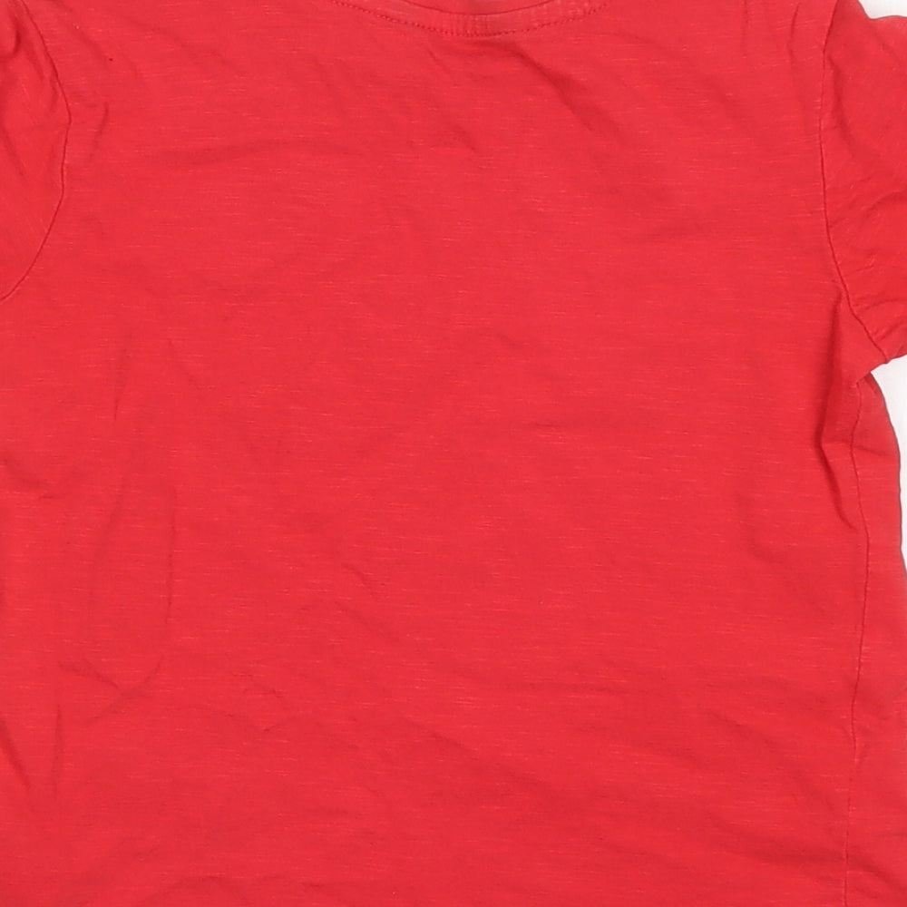 George Boys Red  Cotton Basic T-Shirt Size 6-7 Years Round Neck