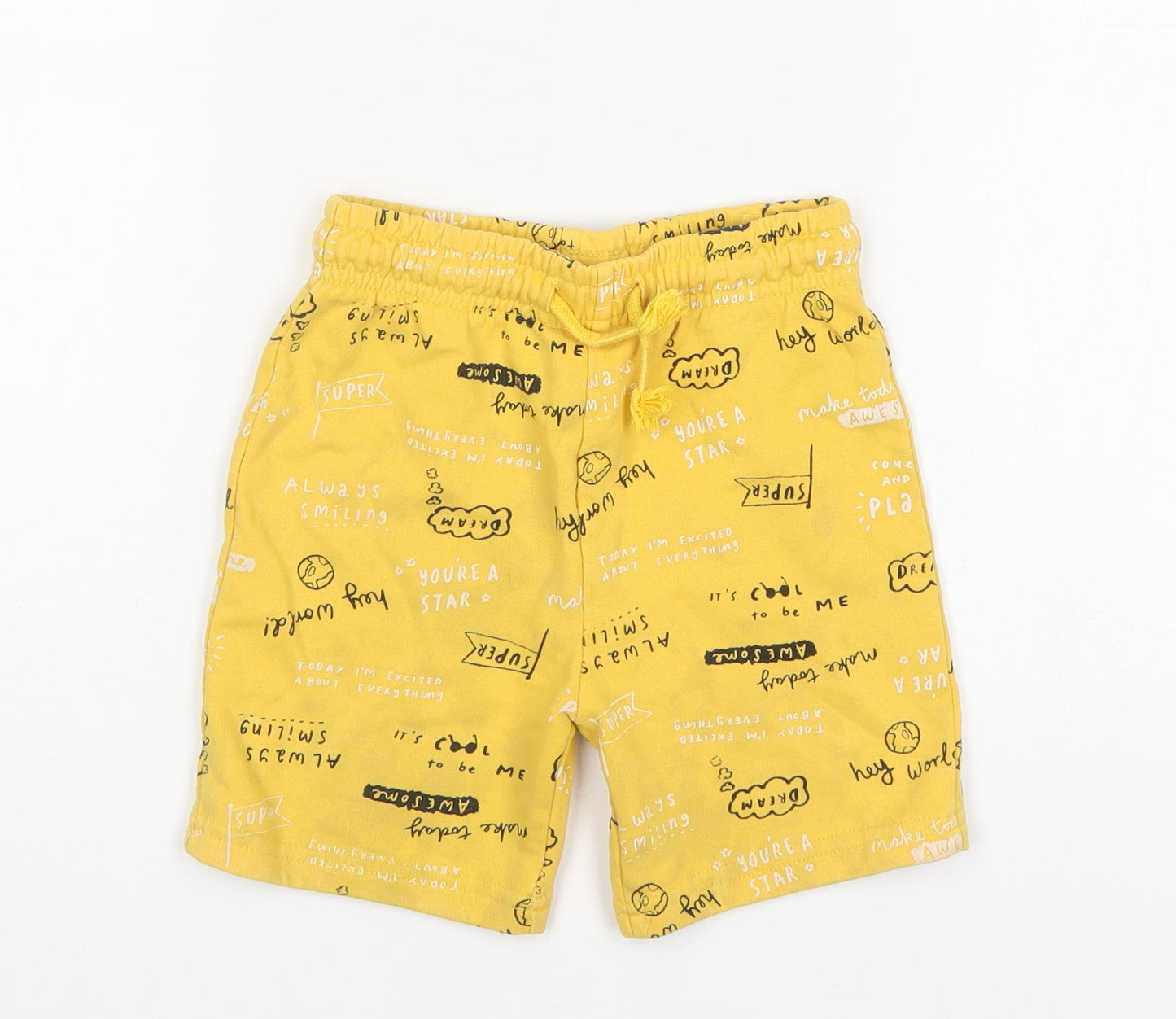 George Boys Yellow  Cotton Sweat Shorts Size 5-6 Years  Regular