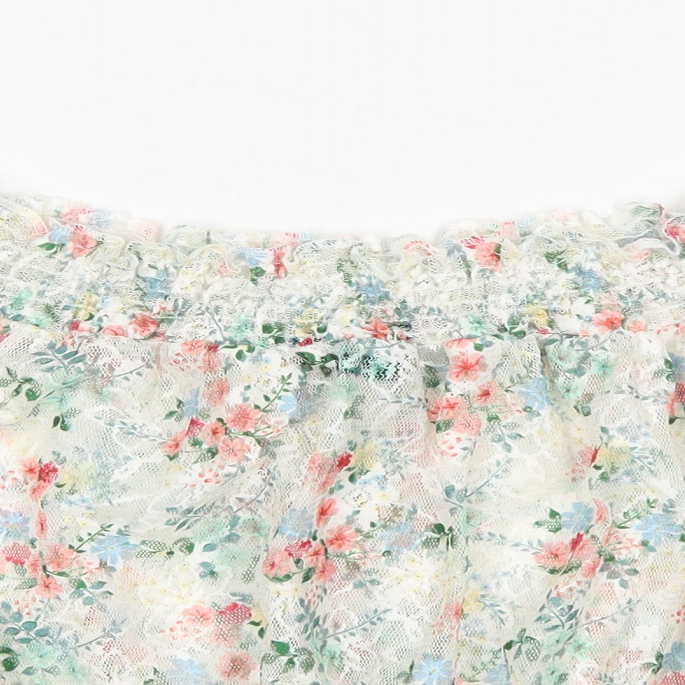 New Look Womens Multicoloured Floral Polyester Basic Blouse Size 14 Boat Neck