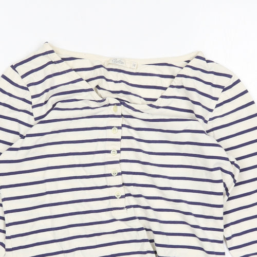 Onfire Womens Multicoloured Striped Cotton Basic T-Shirt Size 14 Round Neck