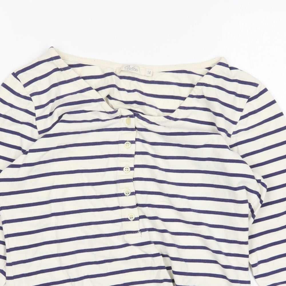 Onfire Womens Multicoloured Striped Cotton Basic T-Shirt Size 14 Round Neck