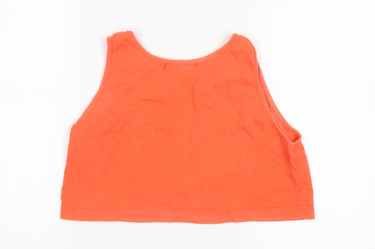 HONEY Womens Orange  Cotton Cropped Tank Size S Round Neck