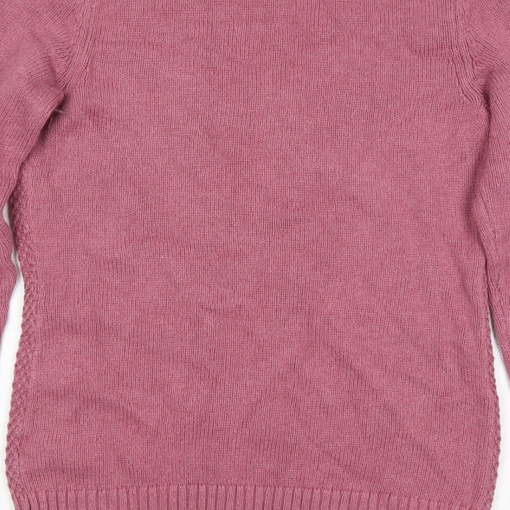 Kenar Womens Pink V-Neck  Acrylic Pullover Jumper Size L