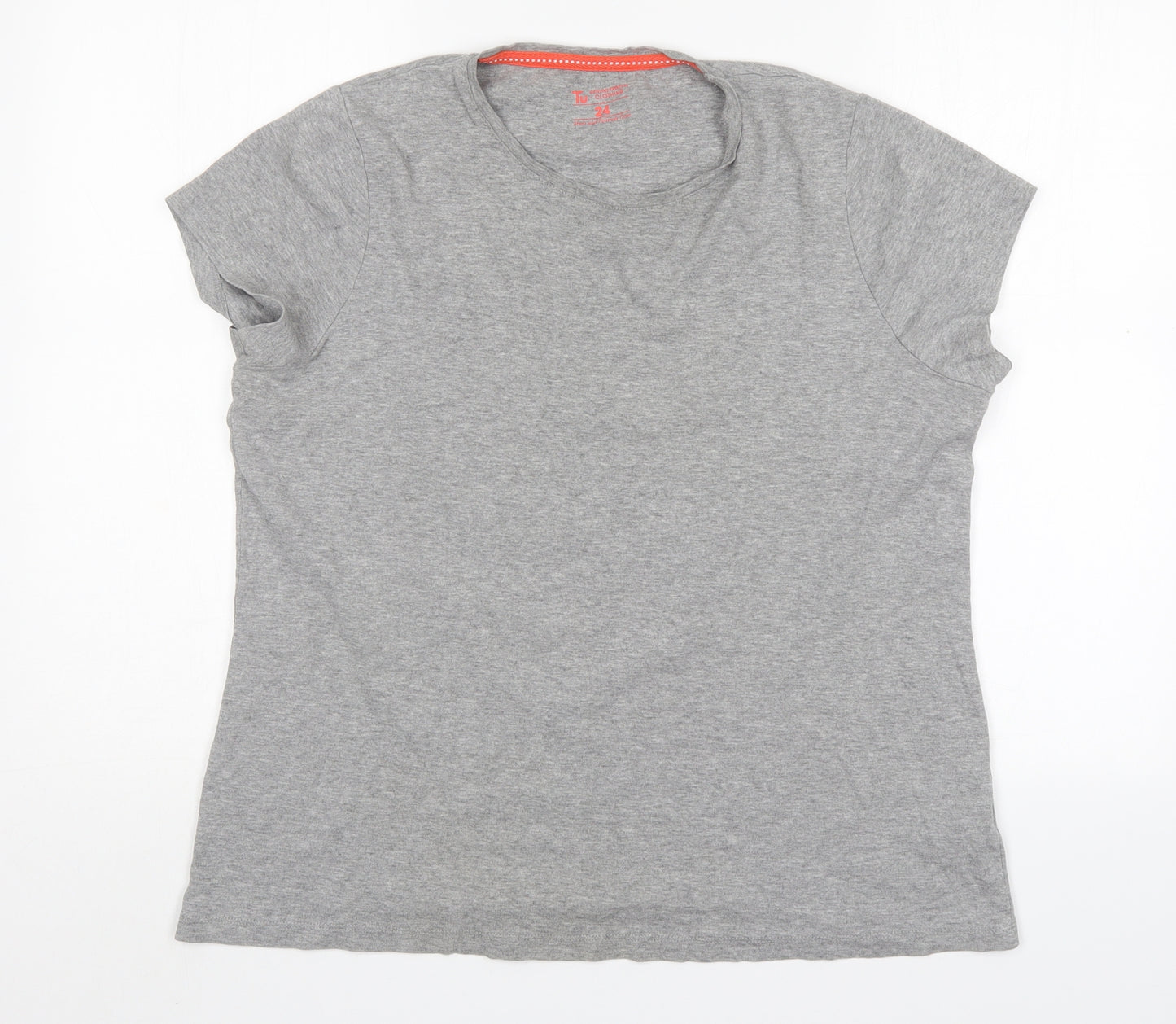 TU Womens Grey  Cotton Basic Tank Size 24 Round Neck