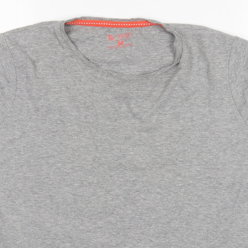 TU Womens Grey  Cotton Basic Tank Size 24 Round Neck