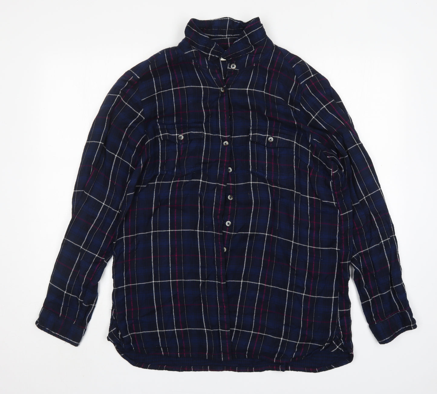 FatFace Womens Multicoloured Plaid Viscose Basic Button-Up Size 16 Collared